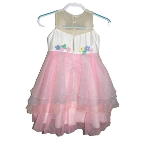Little girls PRINCESS DRESS pink & off white with flowers size M fits 24" chest - Picture 2 of 3
